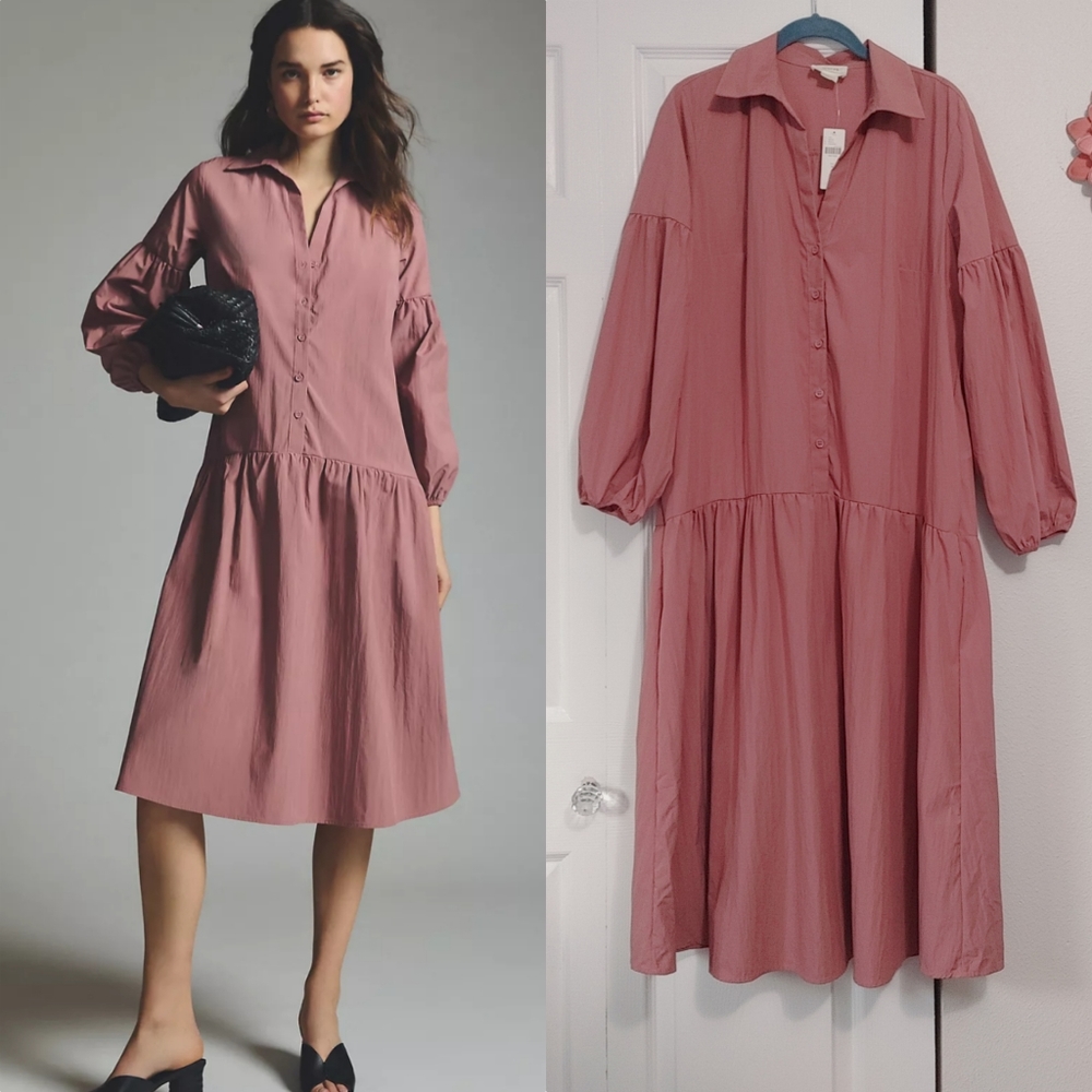 Maeve Button-Front Taffeta Longline Midi Dress